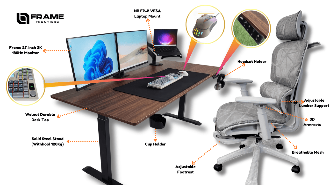 Ergonomic desk setup