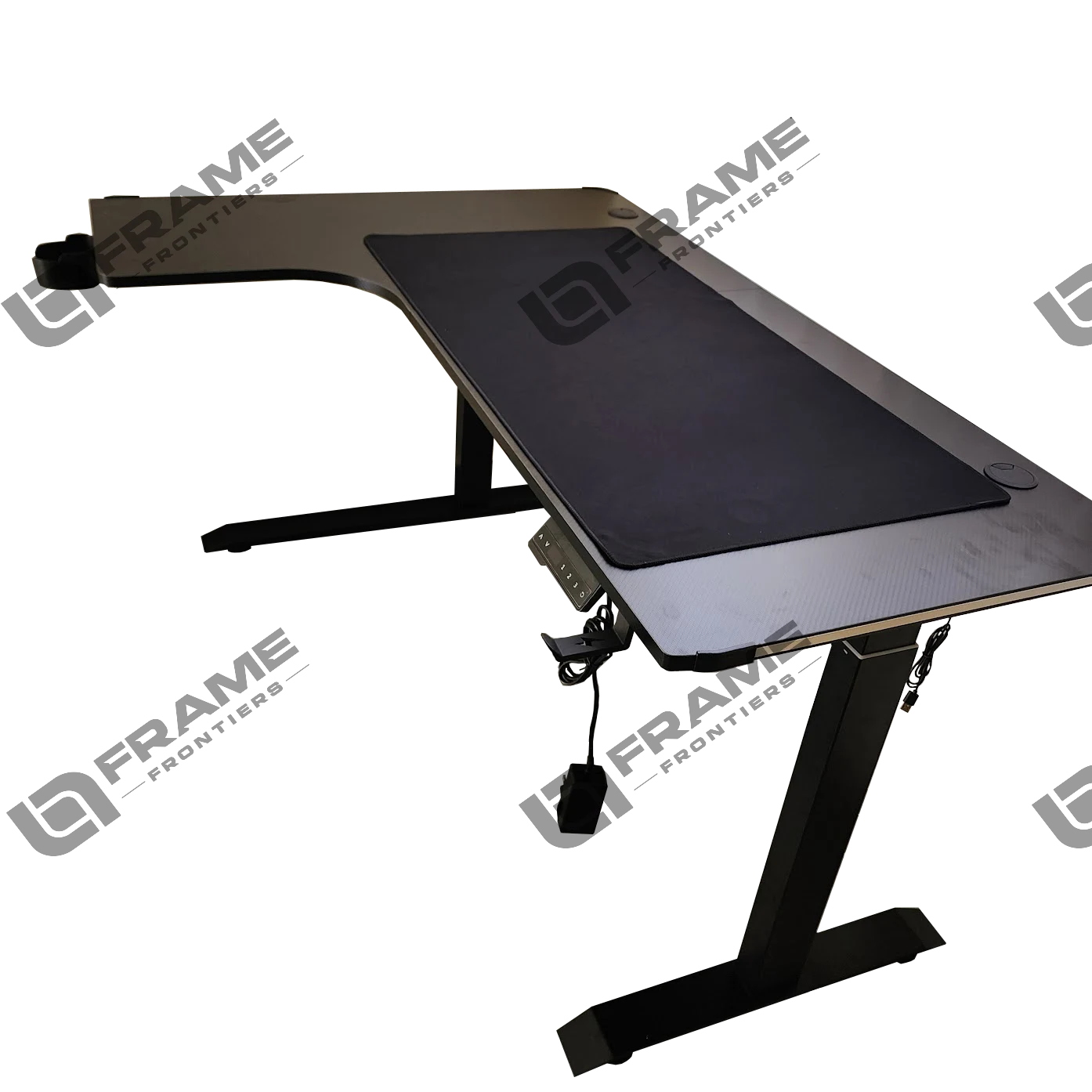 Ergonomic L-shaped height adjustable desk with modern design